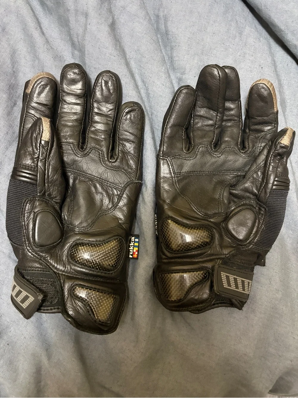 Rukka Black Motorcycle Gloves with Carbon Knuckle Protection
